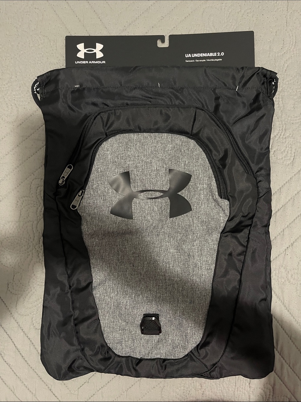 Under Armour Drawstring Backpack in Black and Grey